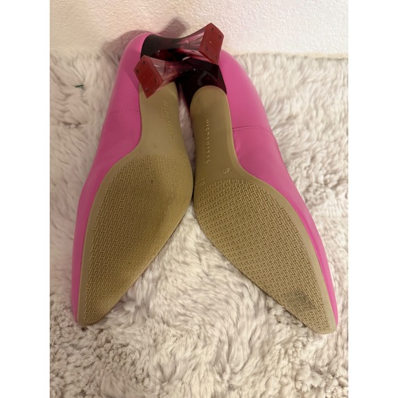 Hispanitas Pink Leather Pointed Toe Heels Unique Lucite Heel Size 40 - Picture 3 of 6